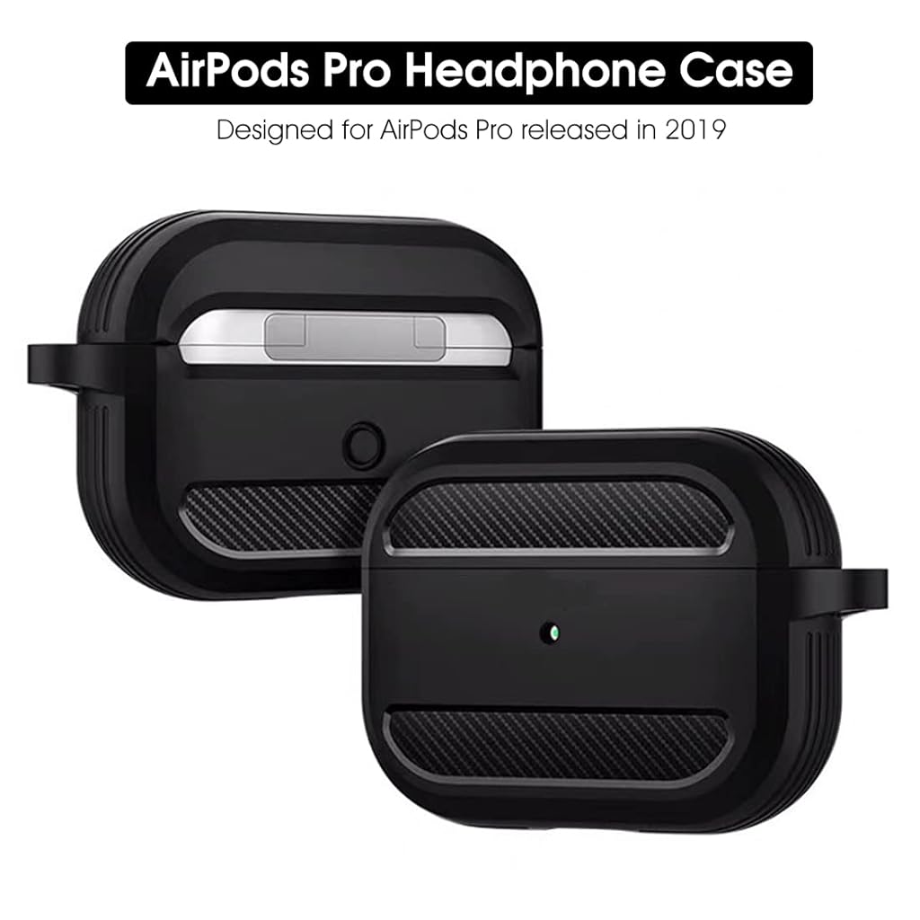 ZORBES® Protective Case for AirPods Pro Charging Case with Carabiner (Black)