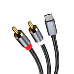 ZORBES® USB C to RCA Cable,Type C to RCA Cable 2-Male RCA to USB C Cable Braided USB C to RCA Stereo Cable RCA Cable (3.9ft/1.2m),Grey