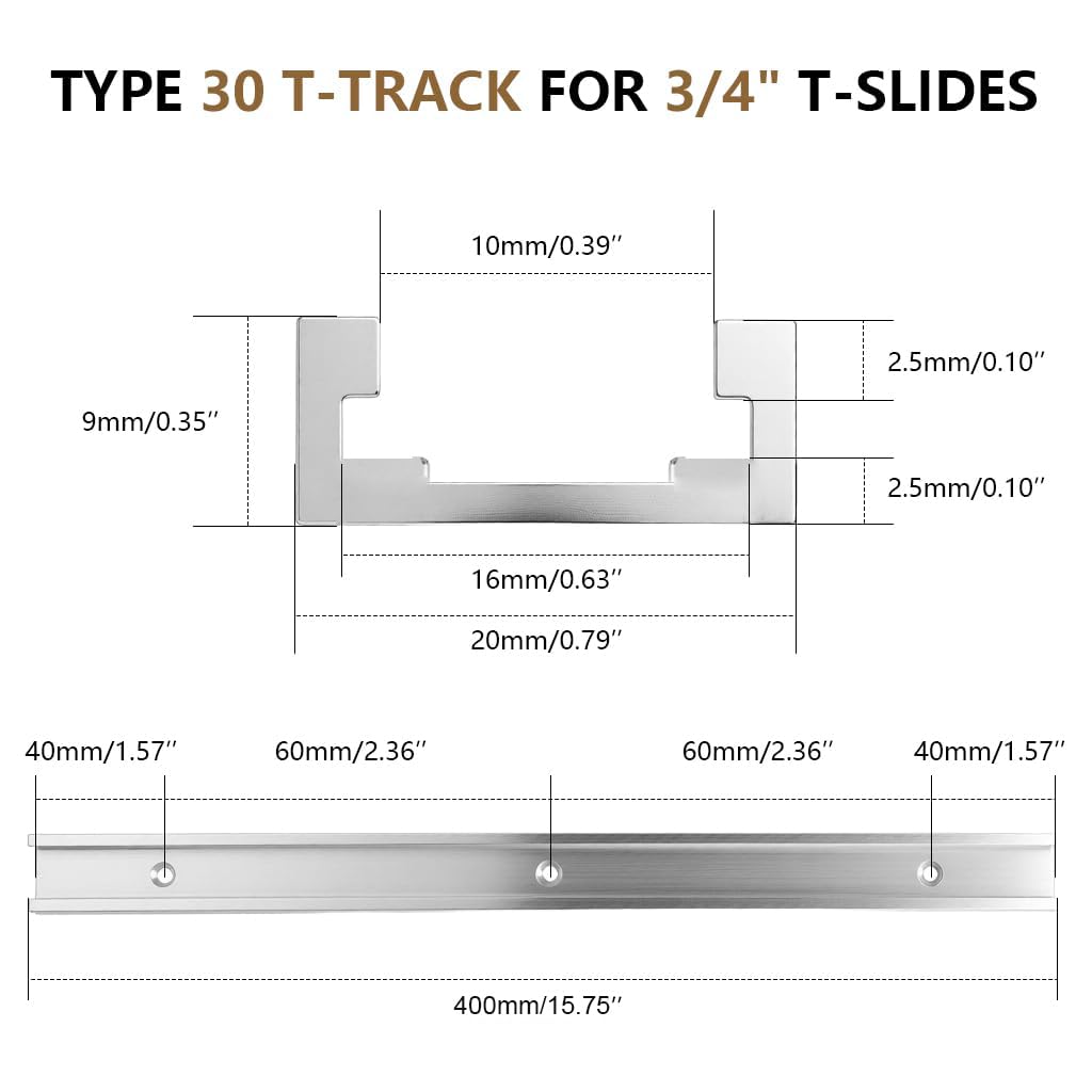Serplex® 400mm Aluminum Universal T-Track for Woodworking
