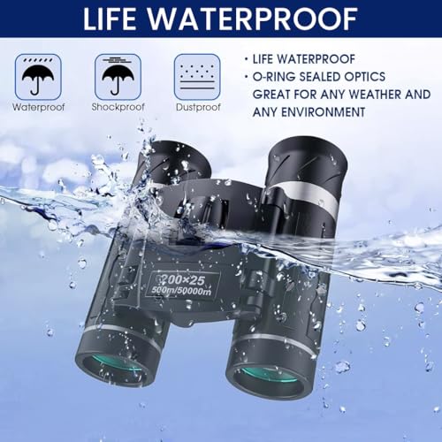 ZORBES® Pocket Binoculars for Adult Kids 200x25 Mini Compact High-Powered Portable for Bird Watching Travel Stargazing Outdoor Activities 3PCS