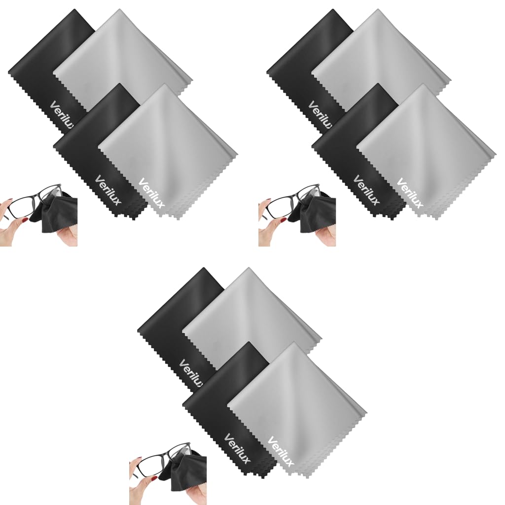 Verilux Microfiber Cleaning Cloths 12PCS 5.9 x 7 in for Glasses and Screens | Machine Washable