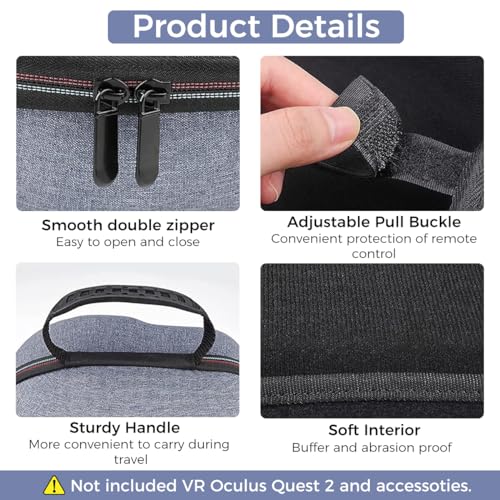 ZORBES® Funda de Transporte Rígida para Accesorios de Auriculares de Realidad Virtual Meta Quest 3/3S/Meta Quest 2/Meta Quest Pro/Pico 4/Pico 4 Pro VR, Impermeable y Sin Pelusa, para Viaje y Hogar