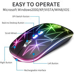 Verilux Wireless Mouse with Adjustable 800 1200 1600 DPI and RGB Backlit LED for Laptop PC