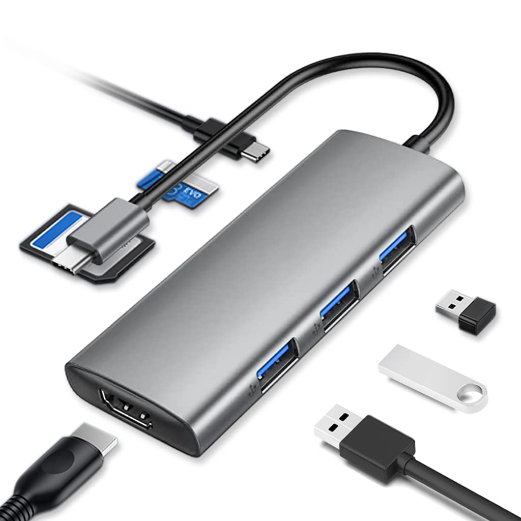 Verilux® 7-in-1 USB C Hub, 3 USB 3.0 Ports,4K USB C to HDMI Port USB C Adapter 100W Power Delivery Charging Port - verilux