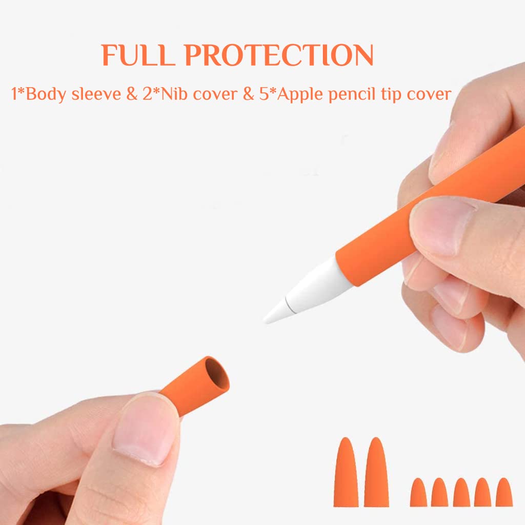 Verilux® Cute Pencil Cover for iPad Pencil 2nd Gen, (Pen not Included) Silicone Soft Protective Cover Accessories Compatible with iPad Pencil 2nd Generation (Orange) - verilux