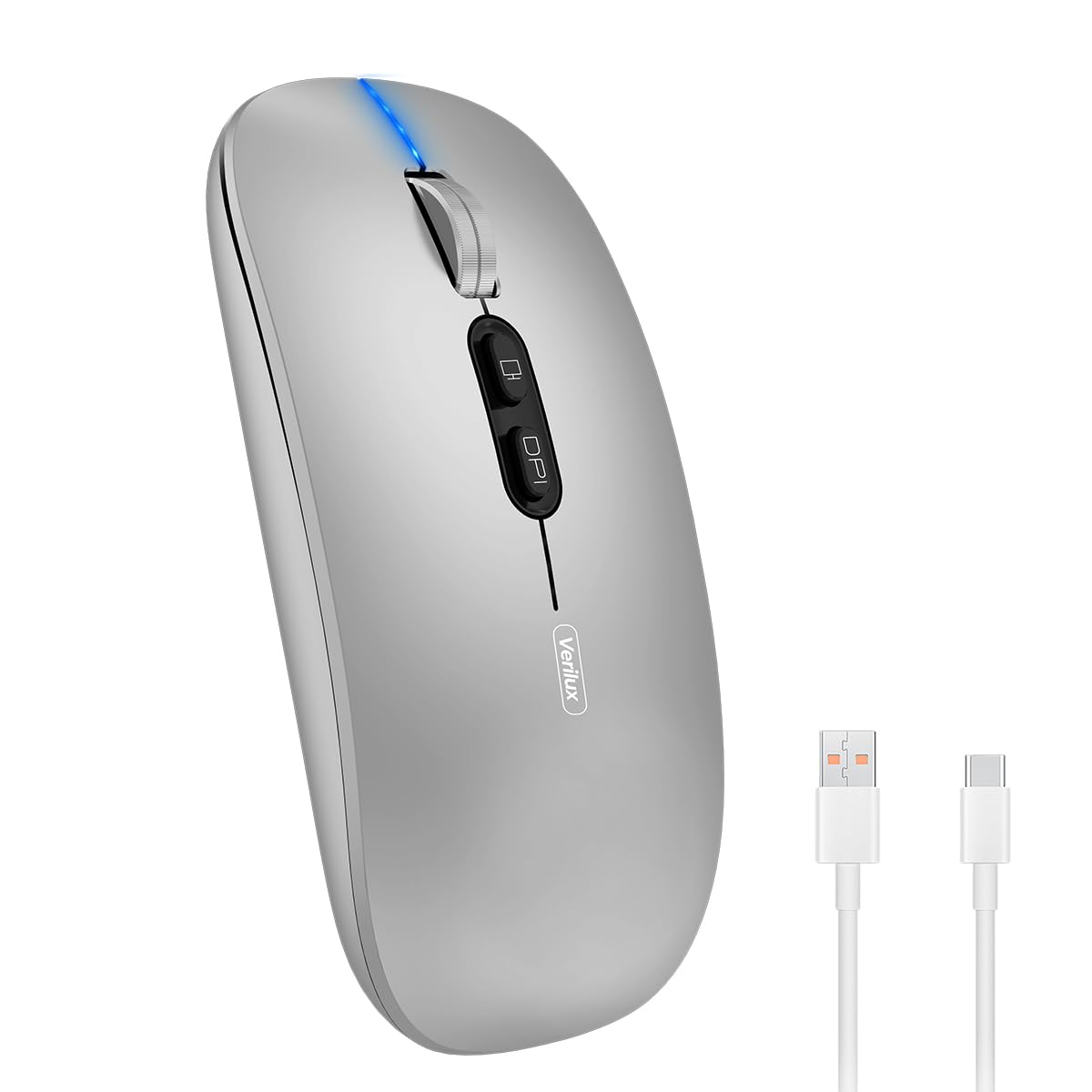Verilux Wireless Mouse for Laptop with Dual Mode 2.4G & Bluetooth 5.1, 1600DPI Ergonomic Silent Design | White