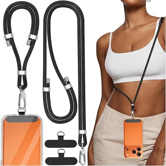 ZORBES® 4-in-1 Phone Lanyard with Wristband,Phone Lanyard with Two Securing Clips,Compatible iPhones and Smartphones