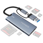 ZORBES® 6-in-1 SD Card Reader with UBS 3.0 & Lighting, 5Gbps Card Reader Supports TF/SD/MS / M2 / xD/CF Cards with Aluminum Alloy Housing, Universal for iPhone, iPad, Camera, Laptop, PC, Phone