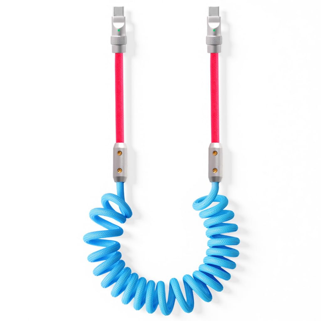 Verilux® PD 66W Type C Cable Fast Charging with Spring, 5.9Ft C Type Charger Cable with 480Mbps Data Transmission, No Tangle Retractable Type C Cable for iPhone 17/17 Plus/17 Pro/16/15, Galaxy S25/S24