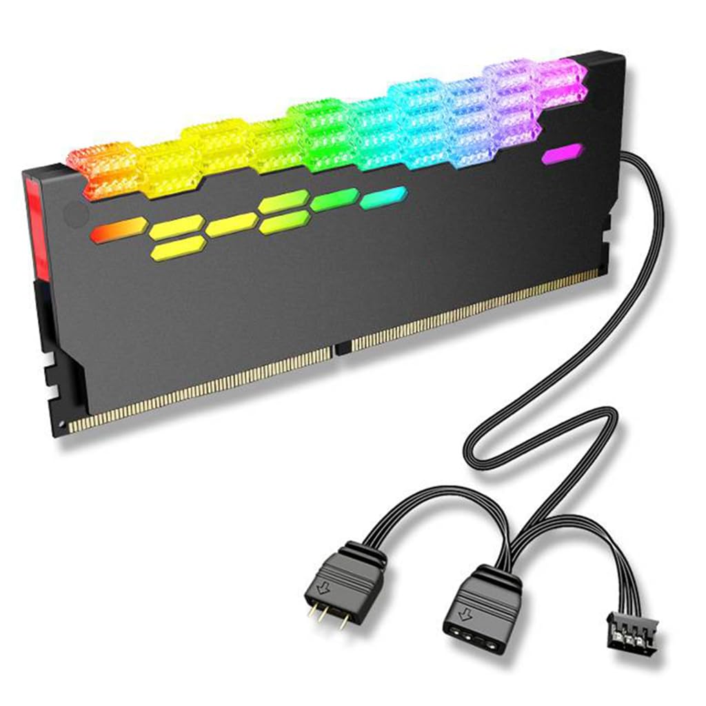 Verilux RAM Cooler for DDR3 and DDR4 with 10 LED ARGB Lighting | Aluminium Alloy Heatsink