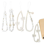 ZORBES® 4Pcs Phone Charms for Girls Trendy Pearl Bow Floral Phone Charm with String Loop Beaded Phone Charms Phone Charms Wrist Straps Kawaii Girls Phone Charms for Phone Case Gift for Girls