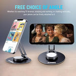 ZORBES® Magnetic Desk Phone Stand for iPhone 14 13 12 Series Aluminum Holder with 360 Rotation Base Adjustable Foldable Mobile Compatible Pro Max Mini Mag Safe Case 3PCS