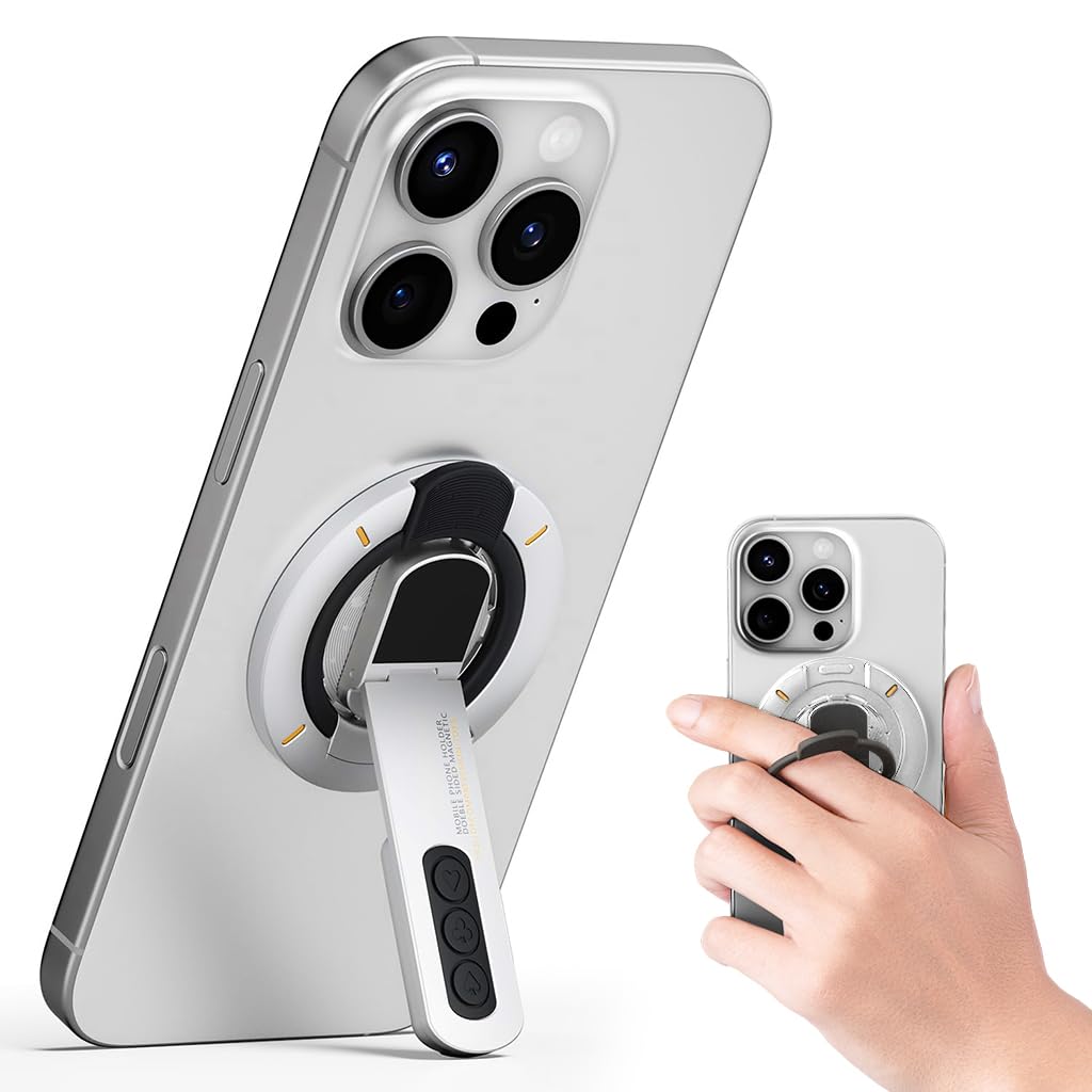 ZORBES® Magnetic Phone Holder Ring Grip Desk Phone Support, 360° Rotating Foldable Kickstand with Stress Relief Press Beans, Hands-Free Desk Phone Mount