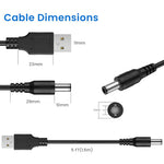 Verilux® USB to DC 5V Power Cord, Universal DC 5.5x2.1mm Plug Jack Charging Cable with 10 Connector Tips(5.5x2.5, 4.8x1.7, 4.0x1.7, 4.0x1.35, 3.5x1.35, 3.0x1.1, 2.5x0.7, Micro USB, Type-C, Mini USB)