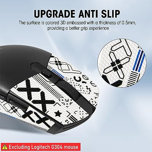 Verilux® Mouse Grip Tape for Logitech G102 G304 Gaming Mouse Skin Pre-Cut Self-Adhesive Fashion Sweat-Proof (Mouse Not Included) 2 PCS
