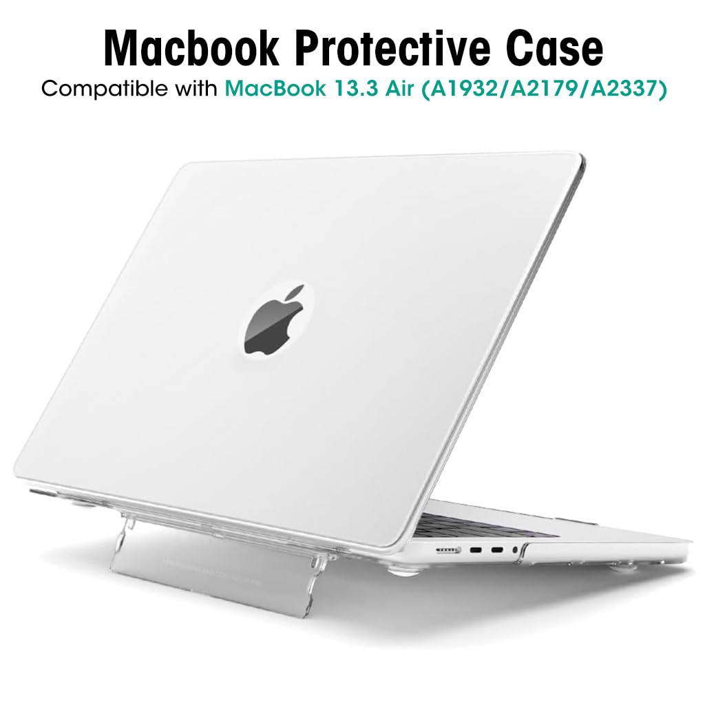 ZORBES® Case for MacBook Air 13.3 inch M1 A2337 A2179 A1932 with Foldable Kickstand Laptop Cover for Apple 2025 2024 2022 Release Matte Plastic Hard Shell 3PCS
