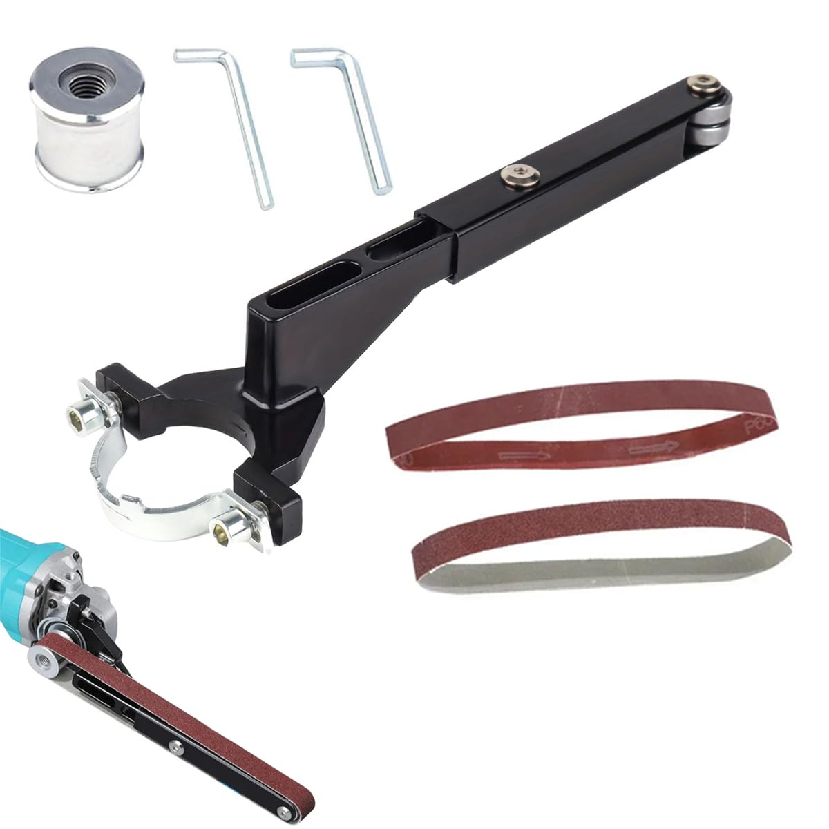 Serplex® Belt Sander Adapter for 100MM/125MM Grinding Disk Angle Grinder Belt Sander Attachment for Angle Grinder Modification Angle Grinder Adapter For Sharpening Polishing Trimming