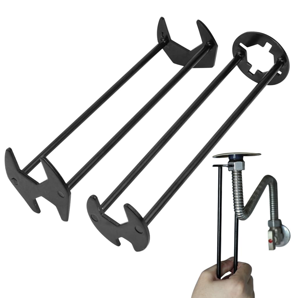 Serplex® 2Pcs Sink Wrench Multi Purpose Four-Jaw Sink Wrench Universal Metal Screws Removal Tool for Multi Sizes 7 Universal Screws Nuts Carbon Steel Combination Kitchen Sink Plumbing Tools