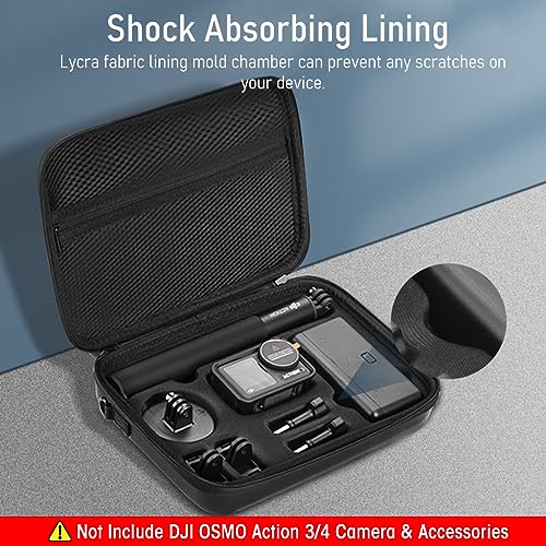 ZORBES® 3PCS Polyurethane Carrying Case for DJI Osmo Action 3 4 5Pro Hard Shell Bag with Shoulder Strap Travel Camera Not Included Black 3 PCS