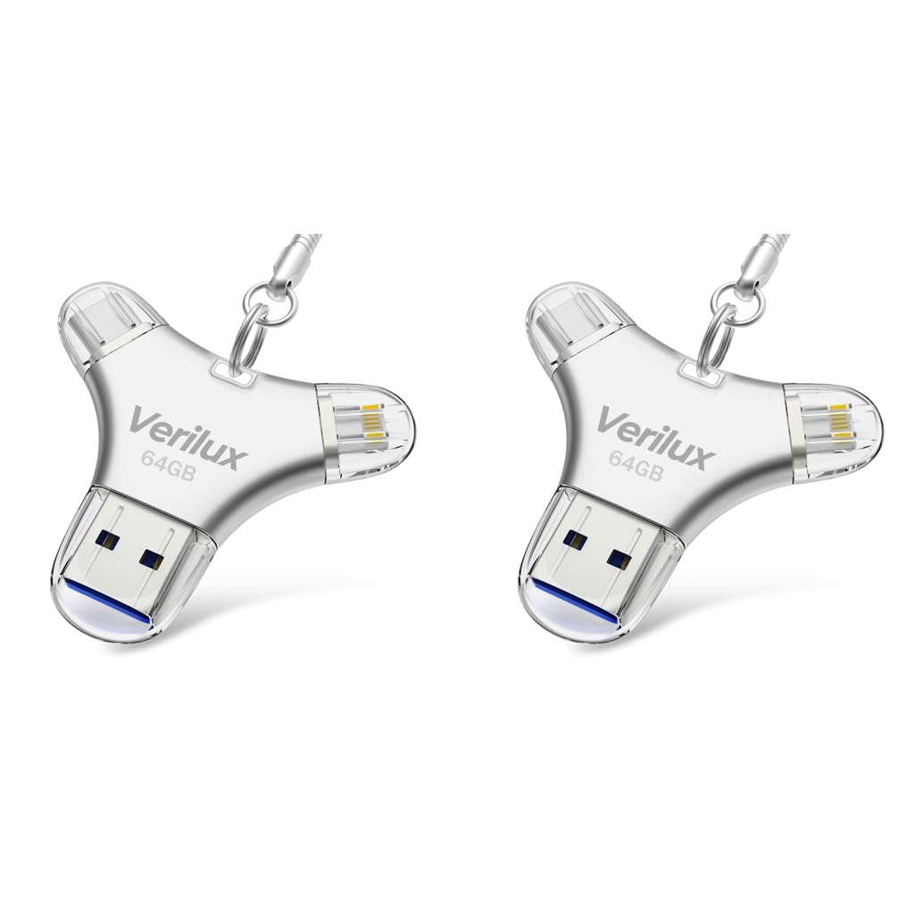 Verilux Pendrive 64 GB for iPhone and Android featuring 4 in 1 USB Type C design | Mini Hangable