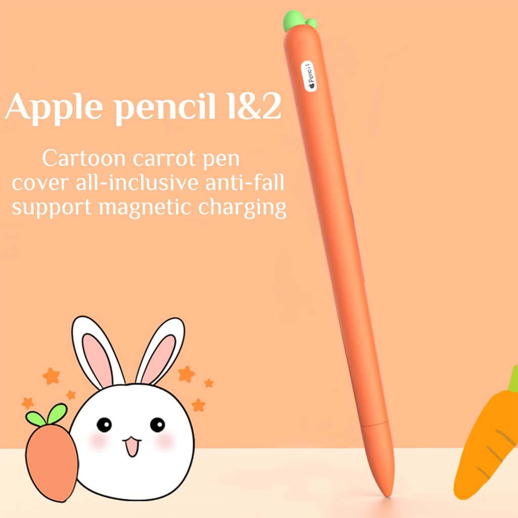 Verilux® Cute Pencil Cover for iPad Pencil 2nd Gen, (Pen not Included) Silicone Soft Protective Cover Accessories Compatible with iPad Pencil 2nd Generation (Orange) - verilux