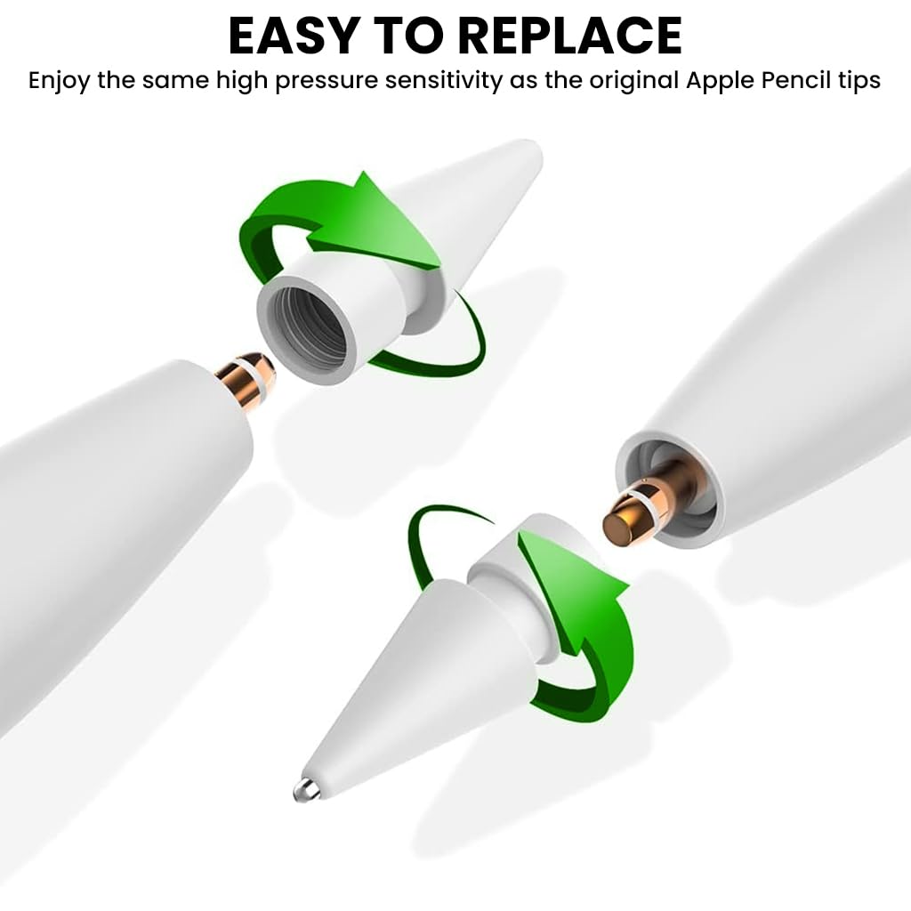 ZORBES® for Apple Pencil Tip Replacement 1st 2nd Generation High Sensitivity Nib 12PCS Original 2PCS Metal Pen Stylus Tips