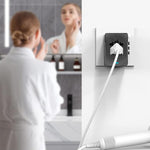 ZORBES® 12W Travel Adapter Wall Outlet Adapter with 3 USB Ports & Type-C Universal UK/US/AUS/EU Converter Plug Adapter Wall AC Power Plug Wall Power Adapter