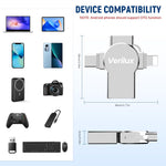 Verilux 3 in 1 OTG Adapter for Phone and Tablet with Type C and Light‑ning Connector | Supports PD Charging and USB Flash Drive Data Transfer