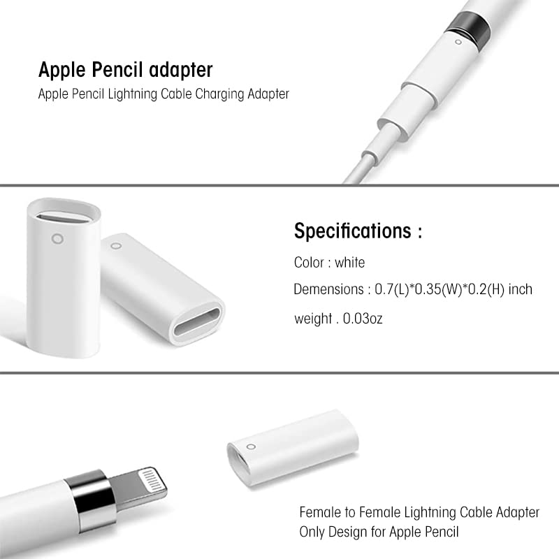 ZORBES® Charger Adapter for Apple Pencil 1st Gen, Female to Female Charging Connector for iPad Pen 1st Gen, Charging Adapter for Apple Pencil 1st Gen, Only 1 Adapter Included