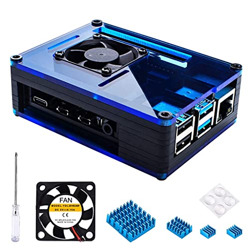 ZORBES® Case for Raspberry Pi 4 with 35mm Cooling Fan and 4 pcs Aluminum Heat Sinks for Raspberry Pi 4 Model-B