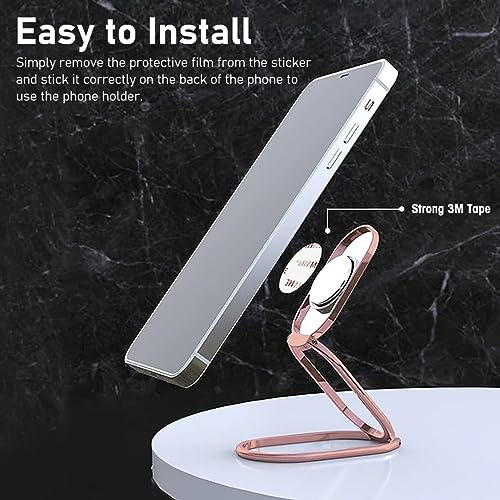 ZORBES® Desktop Phone Stand 360° Rotatable Mobile Ring Holder Foldable Strong Adhesive Grip Pocket-Friendly Zinc Alloy for Hand Table Car Mount 3 PCS
