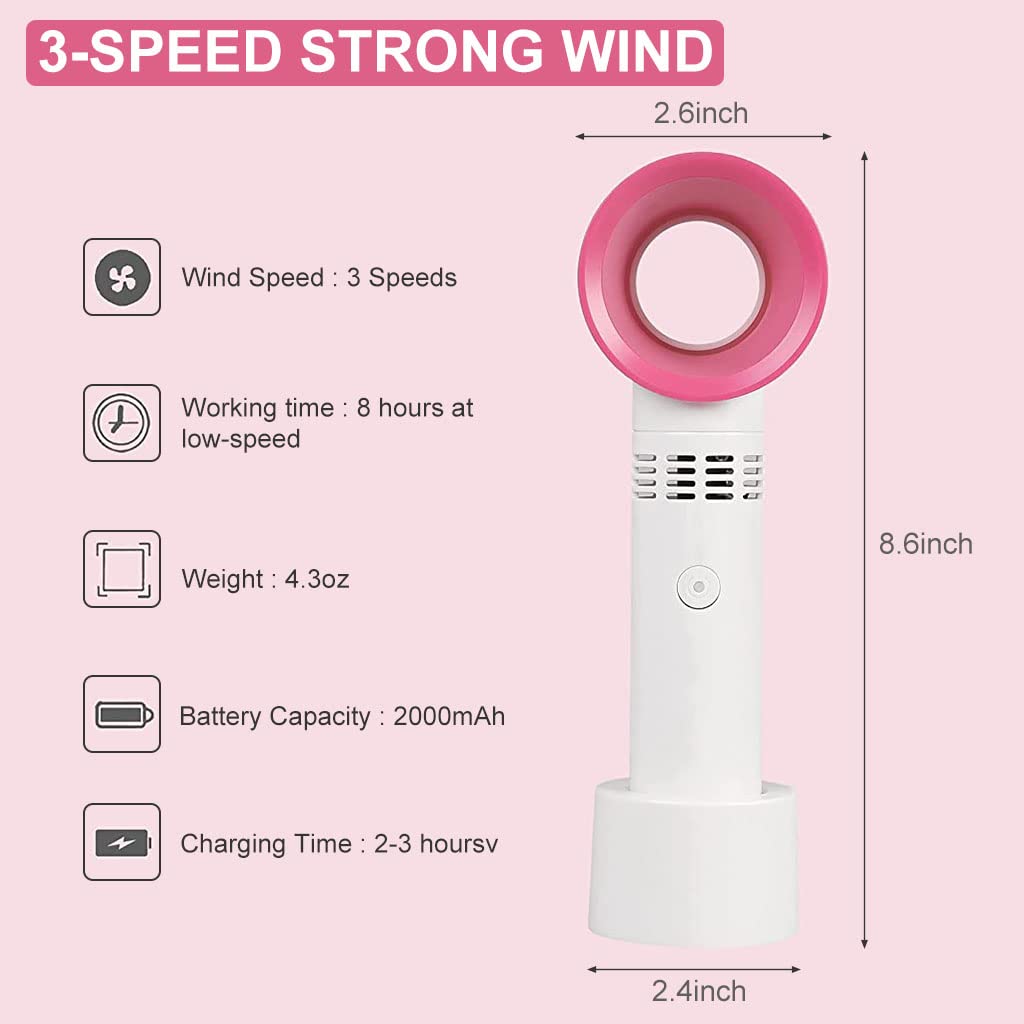 ZORBES® Mini Portable Fan, 3 Speed Personal Small Fan for Desk Fan with Base, Handheld Fan Pocket Fan Mini Fan Desktop Fan Cool Wind USB Fan Rechargeable Hand Fan for Women Makeup Indoor Outdoor