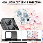 ZORBES® for iPhone 16 Pro Max Cover Case 3D Flower Oil Painting Cute Colorful Girls Women Full Camera Protection Shockproof Glossy Back with Wrist Strap 2PCS