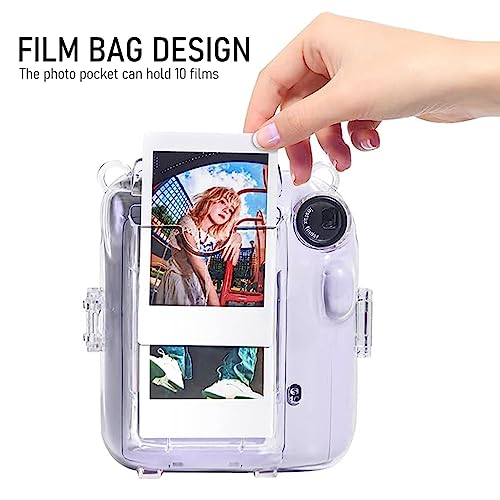 ZORBES® Protective Camera Case for Fujifilm Instax Mini 12 Clear Case with Photo Slot Design, Travel Camera Case for Fujifilm Instax Mini 12 with Adjustable Shoulder Strap, Cartoon Sticker