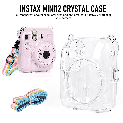 ZORBES® Protective Camera Case for Fujifilm Instax Mini 12 Instant Film Camera Clear Case with Photo Slot Design, Travel Camera Case for Fujifilm Instax Mini 12 with Adjustable Shoulder Strap