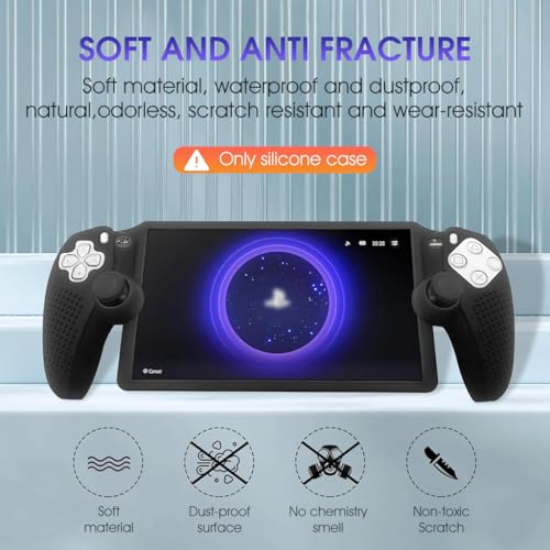 ZORBES® Silicone Cover for Sony PlayStation Portal Case Protective Silicone Skin Cover Anti-slip Controller Grip Design Fashion Black Silicone Cover Case for Sony PlayStation Portal
