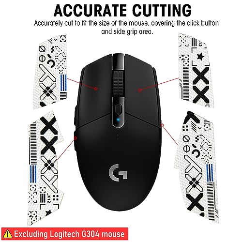 Verilux® Mouse Grip Tape for Logitech G102 G304 Gaming Mouse Skin Pre-Cut Self-Adhesive Fashion Sweat-Proof (Mouse Not Included) 2 PCS