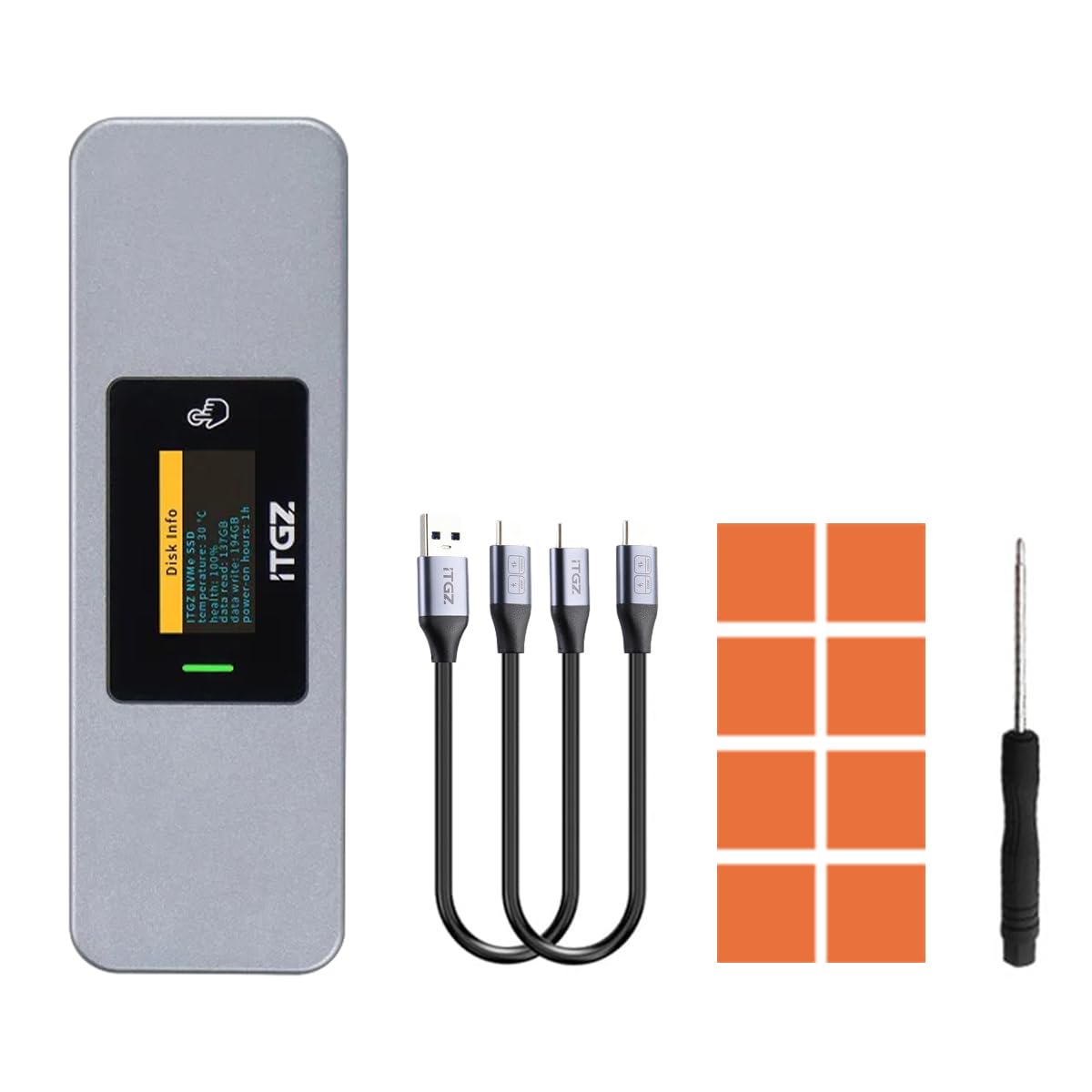 Verilux Smart M.2 Enclosure with Touchscreen and RGB, USB 3.2 Gen 2 10Gbps | NVMe and SATA SSD