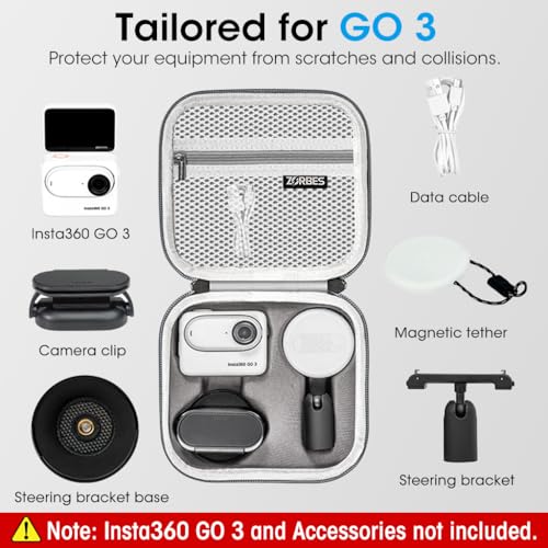 ZORBES® Carrying Case for Insta360 GO 3 Accessory Bag for Insta360 GO 3 Storage Case with Hand Strap Travel Case for Insta360 GO 3 Action Camera, Not Include Insta360 GO 3