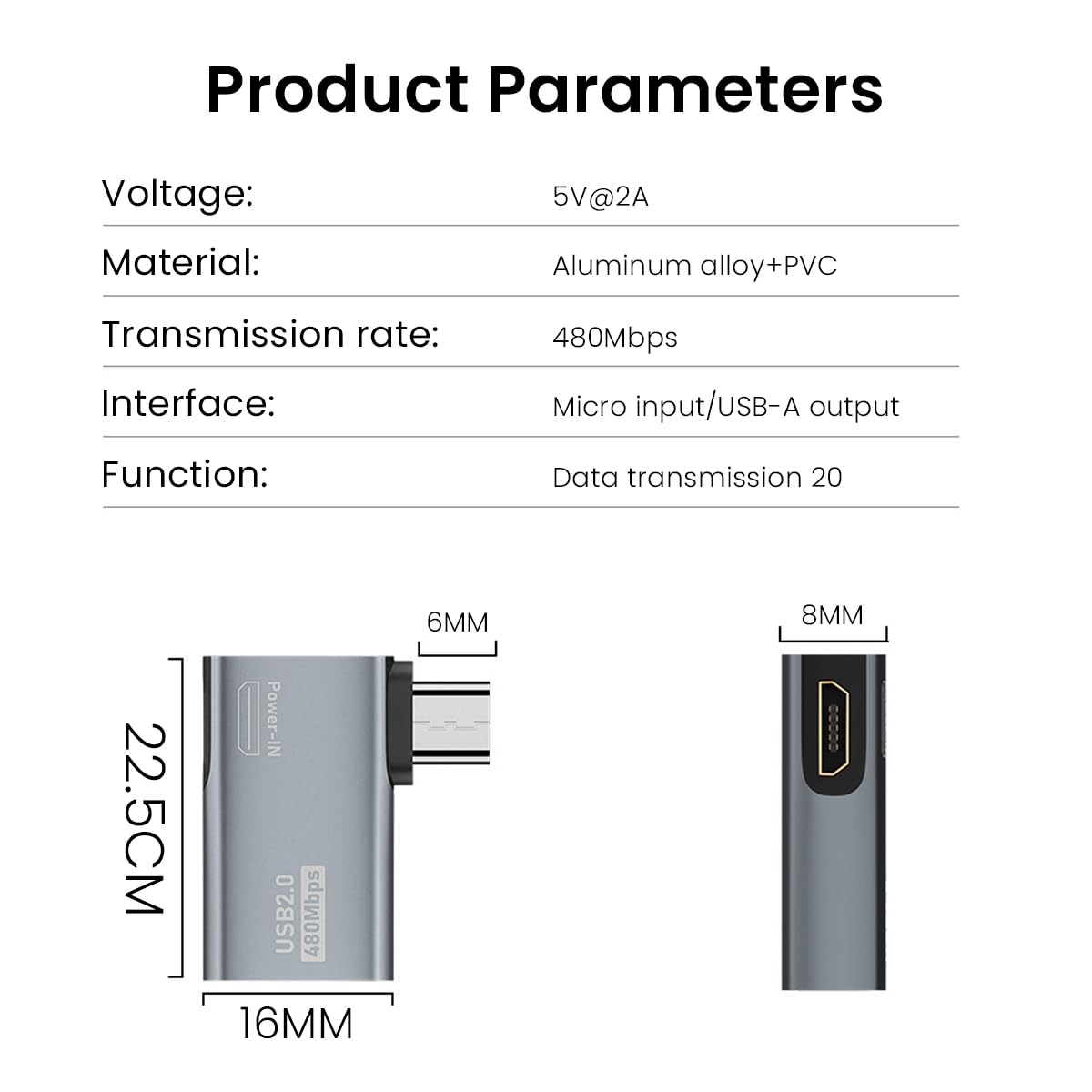 Verilux® Micro to USB Adapter OTG Cable Adapter