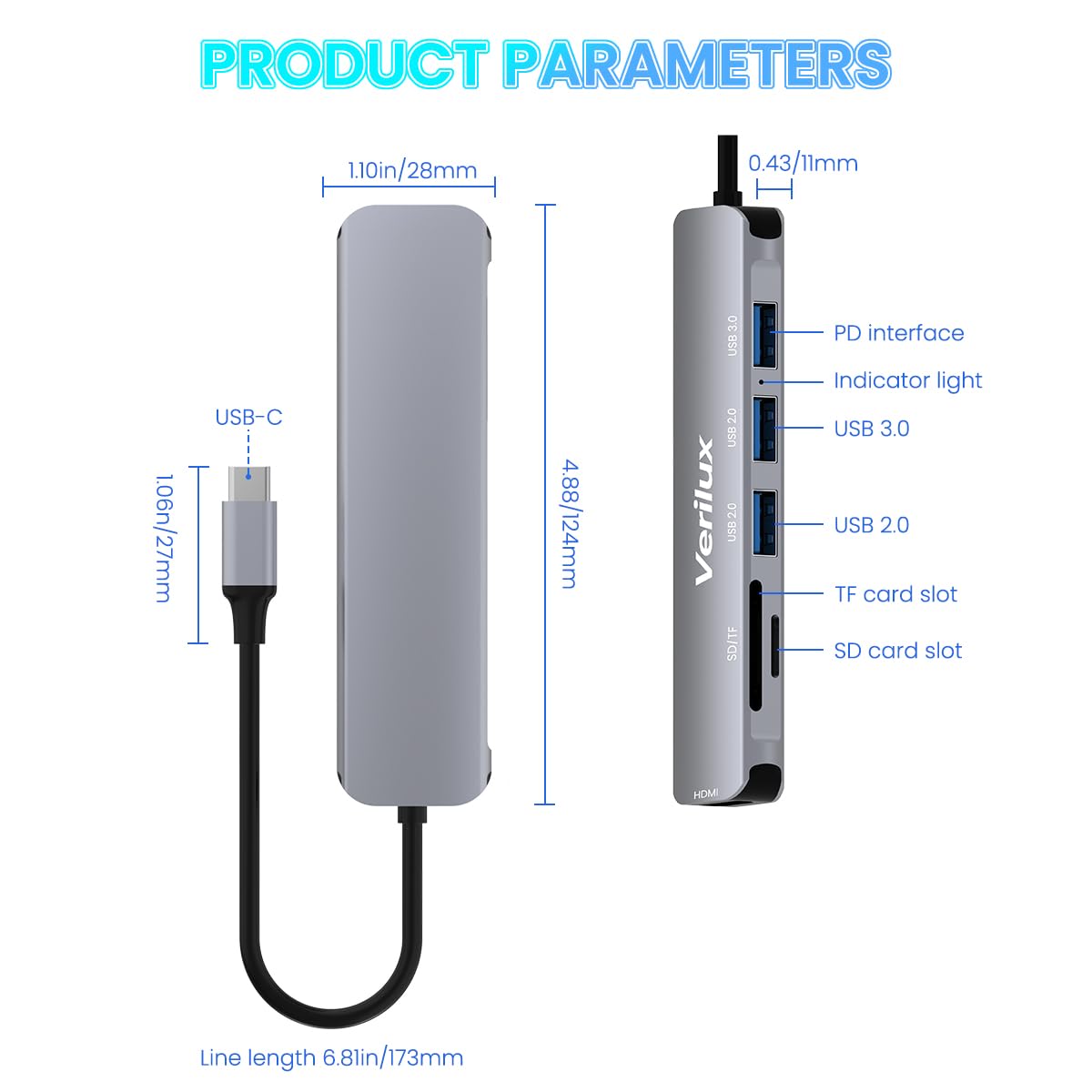 Verilux 6 in 1 USB C Hub-K2