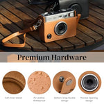 ZORBES® 3PCS PU Case for Fujifilm Mini EVO Instant Camera Anti-Scratch Fashion Vintage Brown Protective with Removable Shoulder Belt