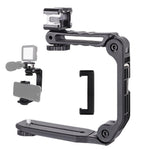 ZORBES® U Grip Rig Mount for Camera & Phone, Adjustable Handheld Stabilizer with 1/4'' Screw Threads & Cold Shoe Mounts Dual Device Support for Cameras, Smartphones, Vlogging and Content Creation