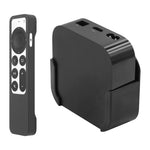 ZORBES® Compatible with Apple TV 4K / HD, Media Streamer Wall Mount Bracket Holder and with Silicone Remote Protective Case Cover, ABS Wall Holder Organizer with Heat Dissipation Hole
