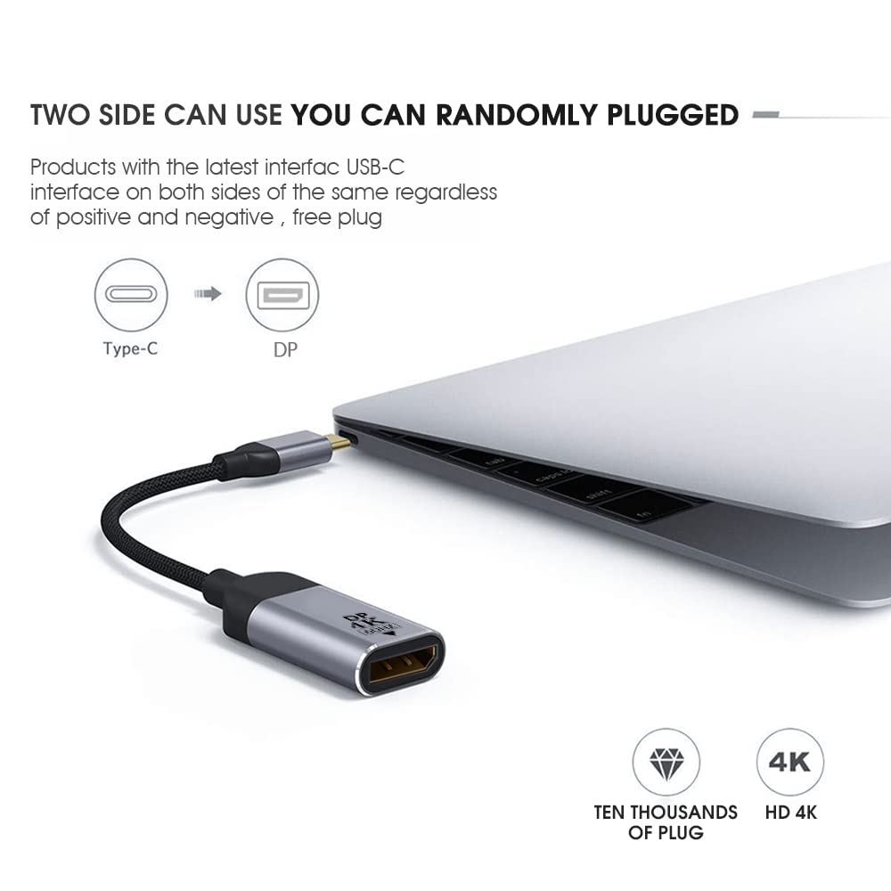 ZORBES® USB C to DisplayPort Adapter 4K@60Hz, Aluminum Portable USB C Adapter, for MacBook Pro, MacBook Air, iPad Pro, XPS 15/13, Spectre, Surface, and More