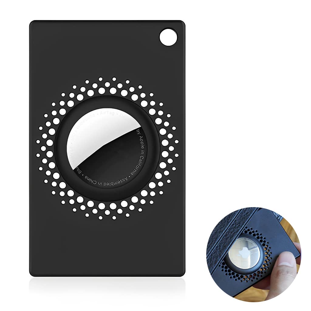ZORBES® AirTag Holder Card Sized Slim AirTag Case Portable AirTag Holder with Keychain Hole (Black)