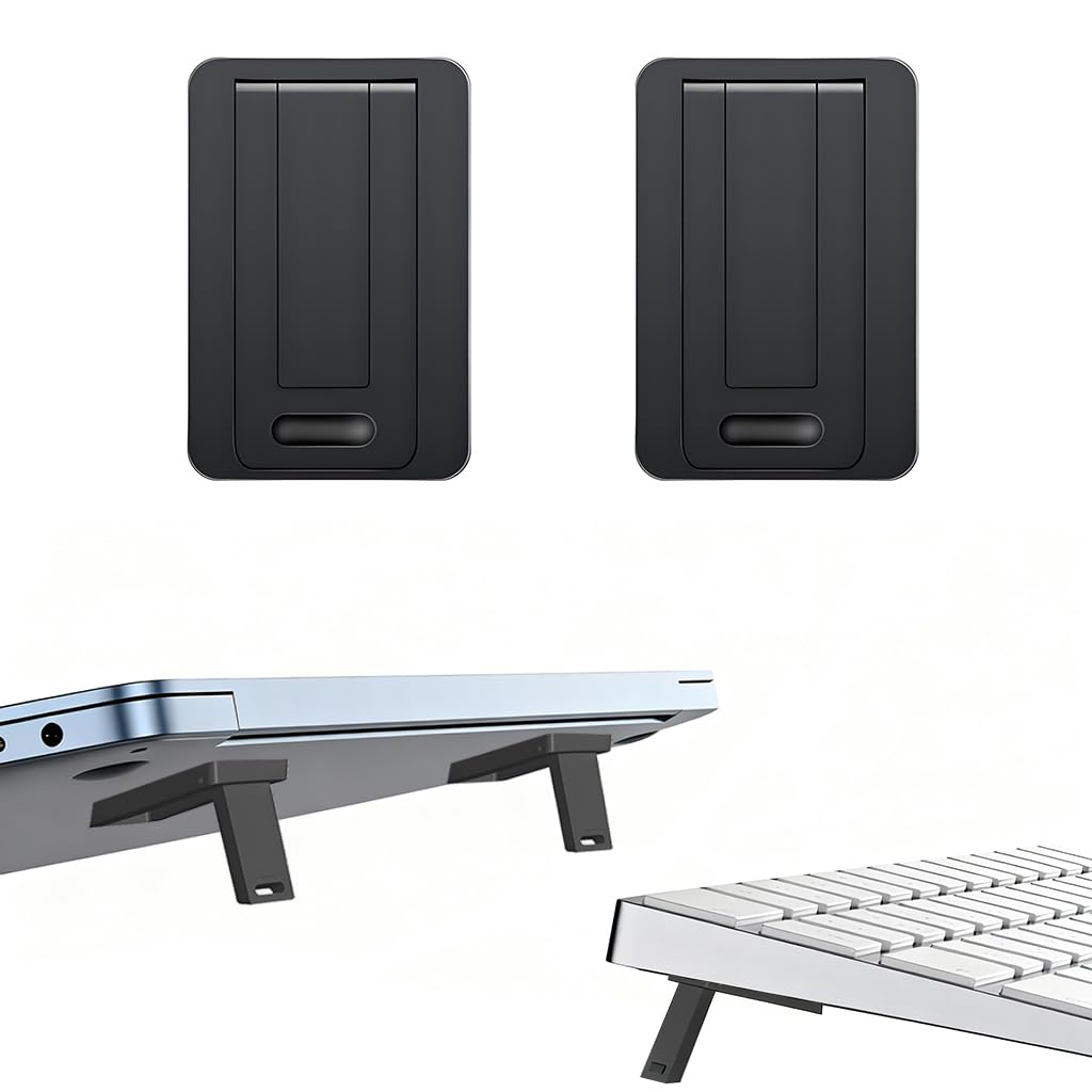 ZORBES® 2Pcs Invisible Laptop Risers, Heat Dissipation Kickstands, Self Adhesive Folding Risers for Tablet, Laptop, Reader