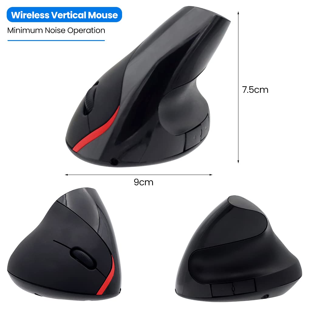 ZORBES® Vertical Mouse, Wireless 2.4G Ergonomic Vertical Mouse 5 Buttons 1600 DPI, Optical Vertical Ergonomic Laptop Mouse for Mac, PC, Desktop