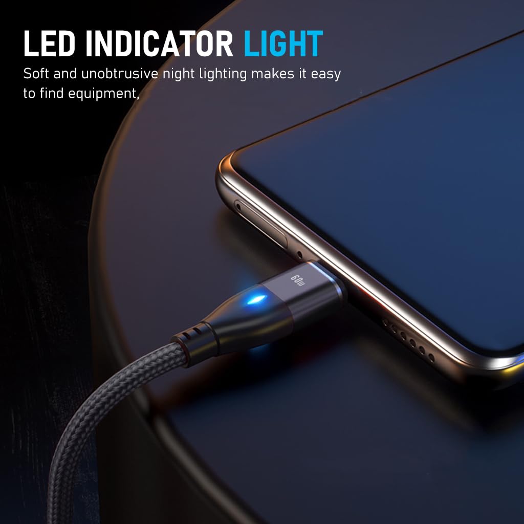 Verilux® Magnetic Charging Cable, 6 in 1 USB A/C Charge Cord with 3 Magnet Adapters(Type C/Micro/i-Product), 3.3Ft 60W Fast Charging & Data Transmission Multi Cable for Phone, Laptop, Tablet