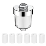 Serplex® Shower Head Filter Kit with 6 Replacement PP Cotton Refills, Clear Housing Water Filter, Multi-Purpose Faucet Filter for Kitchen, Bathroom, Toilet, Water Heater, Universal Fit